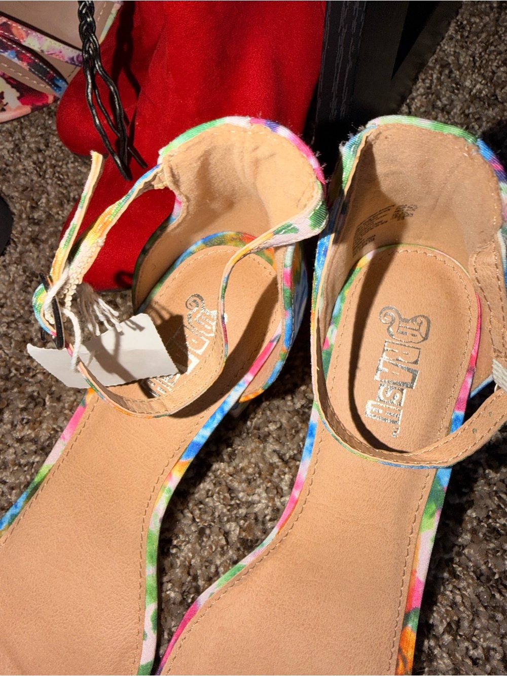Floral Ankle-Strap Block Heel Sandals - Multicolor - Picture 4 of 5